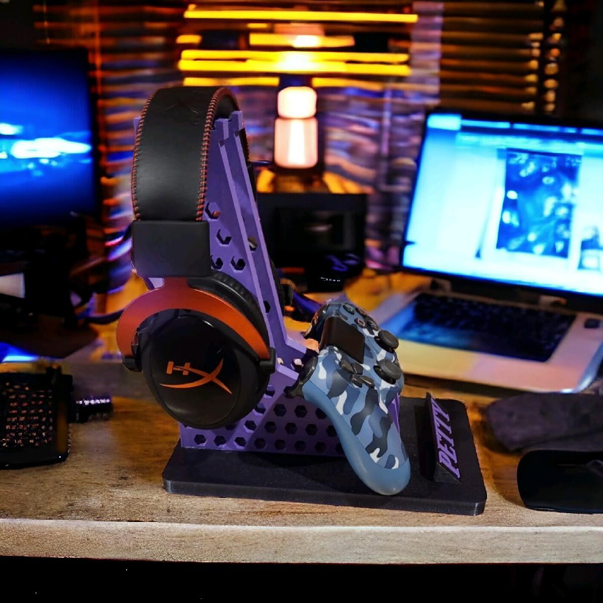 Universal Xbox Controller | Universal Playstation Controller Holder | Nintendo Switch Controller Holder | Universal Headphone Holder | Custom Gamertag | Custom Colors Console Accessories Stand - Galaxy OutlawsUniversal Xbox Controller | Universal Playstation Controller Holder | Nintendo Switch Controller Holder | Universal Headphone Holder | Custom Gamertag | Custom Colors Console Accessories StandController HolderBlackPurple