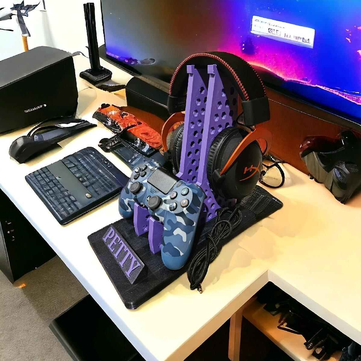 Universal Xbox Controller | Universal Playstation Controller Holder | Nintendo Switch Controller Holder | Universal Headphone Holder | Custom Gamertag | Custom Colors Console Accessories Stand - Galaxy OutlawsUniversal Xbox Controller | Universal Playstation Controller Holder | Nintendo Switch Controller Holder | Universal Headphone Holder | Custom Gamertag | Custom Colors Console Accessories StandController HolderBlackPurple