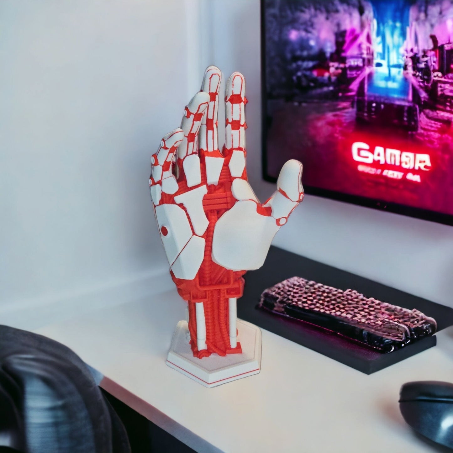 Controller Holder Controller Stand Gamer Gift Custom Stand Futuristic Design - Galaxy OutlawsController Holder Controller Stand Gamer Gift Custom Stand Futuristic DesignWhiteRed